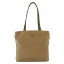 PRADA Tote Bag Nylon Beige Silver Auth bs28686-13