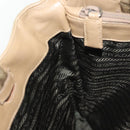 PRADA Tote Bag Nylon Beige Silver Auth bs28686-23