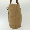 PRADA Tote Bag Nylon Beige Silver Auth bs28686-4