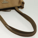 PRADA Tote Bag Nylon Beige Silver Auth bs28686-7