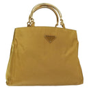 PRADA Tote Bag nylon metal Yellow Gold Auth bs28687-1