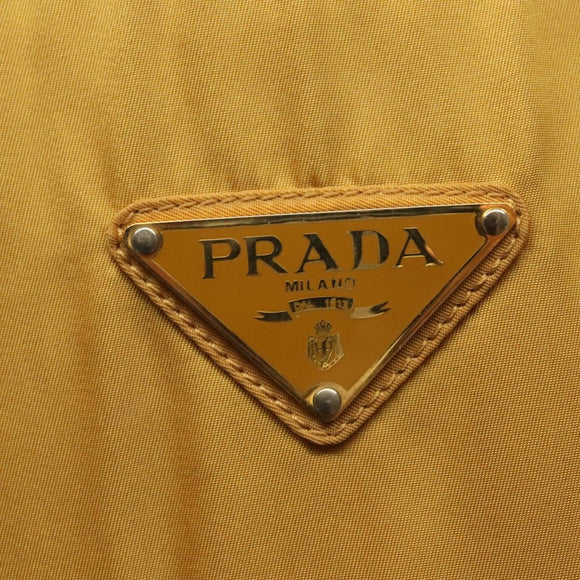 PRADA Tote Bag nylon metal Yellow Gold Auth bs28687