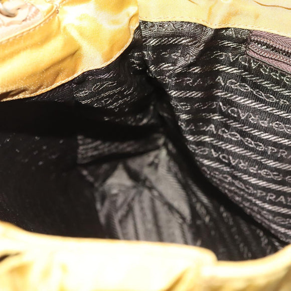 PRADA Tote Bag nylon metal Yellow Gold Auth bs28687