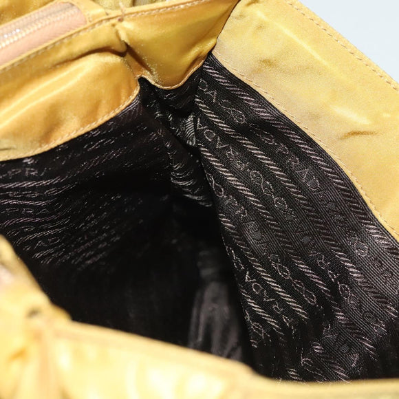 PRADA Tote Bag nylon metal Yellow Gold Auth bs28687