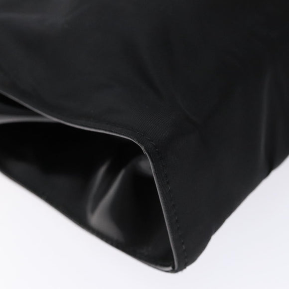 PRADA Shoulder Bag Nylon Enamel Black Silver Auth bs28691