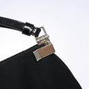 PRADA Shoulder Bag Nylon Enamel Black Silver Auth bs28691-10