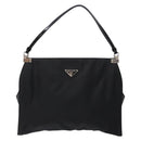 PRADA Shoulder Bag Nylon Enamel Black Silver Auth bs28691-13