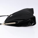 PRADA Shoulder Bag Nylon Enamel Black Silver Auth bs28691-4