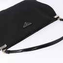 PRADA Shoulder Bag Nylon Enamel Black Silver Auth bs28691-6