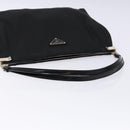 PRADA Shoulder Bag Nylon Enamel Black Silver Auth bs28691-7