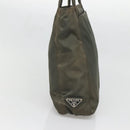 PRADA Tote Bag Nylon Khaki Silver Auth bs28692-4