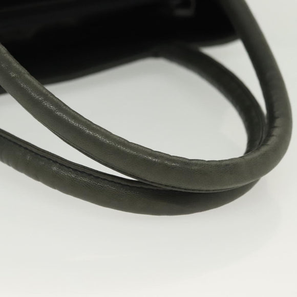 PRADA Hand Bag Leather Navy Silver Auth bs28695