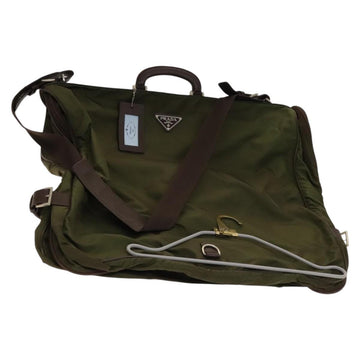PRADA Garment Cover Nylon Khaki Silver Auth bs28697