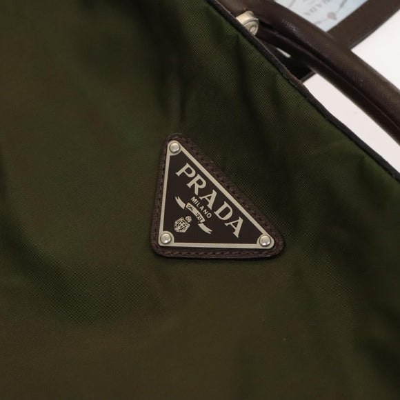 PRADA Garment Cover Nylon Khaki Silver Auth bs28697