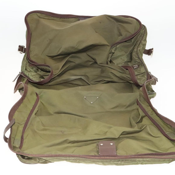 PRADA Garment Cover Nylon Khaki Silver Auth bs28697