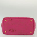 PRADA Canapa PM Hand Bag Canvas Pink Gold Auth bs28699-10