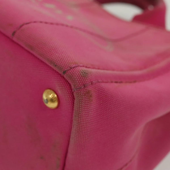 PRADA Canapa PM Hand Bag Canvas Pink Gold Auth bs28699