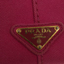 PRADA Canapa PM Hand Bag Canvas Pink Gold Auth bs28699-15
