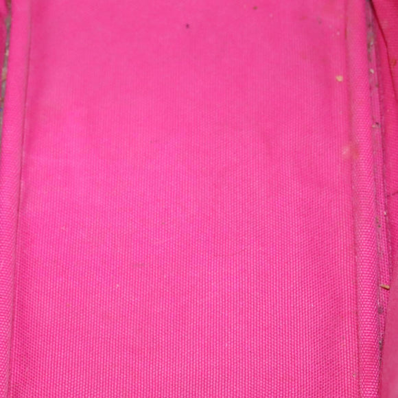 PRADA Canapa PM Hand Bag Canvas Pink Gold Auth bs28699