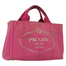 PRADA Canapa PM Hand Bag Canvas Pink Gold Auth bs28699-1