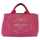 PRADA Canapa PM Hand Bag Canvas Pink Gold Auth bs28699-2