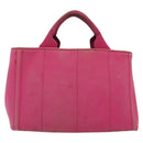 PRADA Canapa PM Hand Bag Canvas Pink Gold Auth bs28699-3