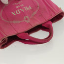 PRADA Canapa PM Hand Bag Canvas Pink Gold Auth bs28699-7