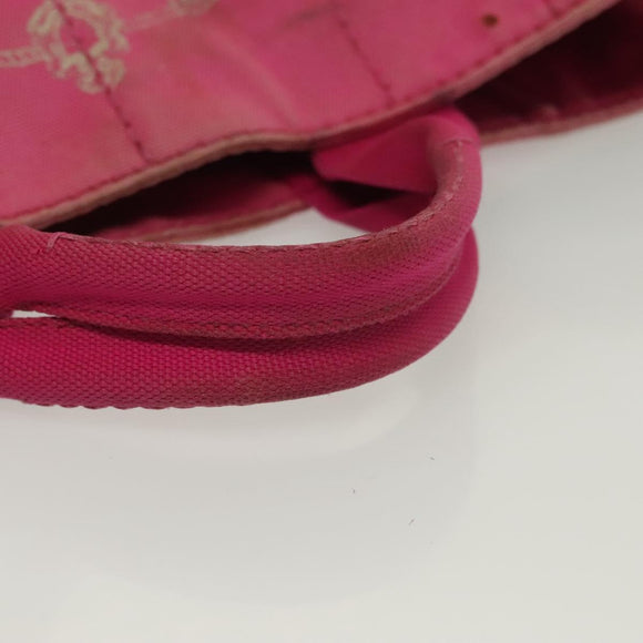 PRADA Canapa PM Hand Bag Canvas Pink Gold Auth bs28699