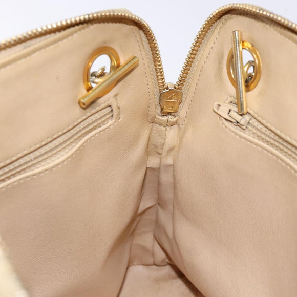 CHANEL Matelasse Chain Shoulder Bag Lamb Skin Beige Gold CC Auth bs28703