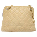 CHANEL Matelasse Chain Shoulder Bag Lamb Skin Beige Gold CC Auth bs28703-13