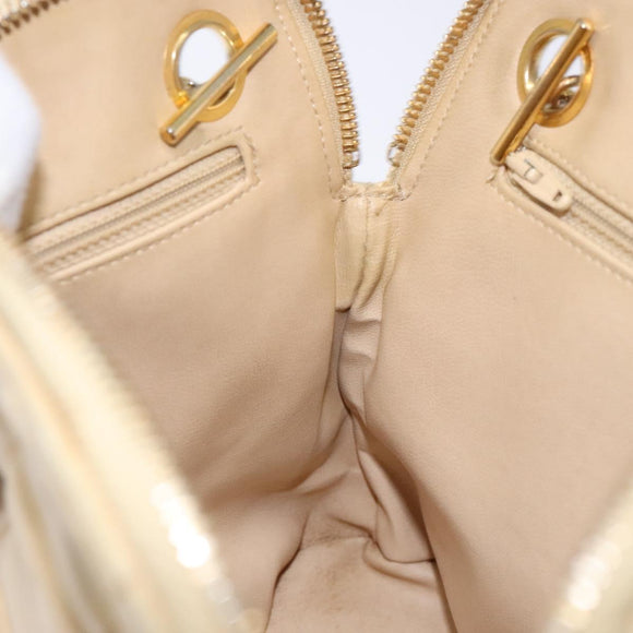 CHANEL Matelasse Chain Shoulder Bag Lamb Skin Beige Gold CC Auth bs28703