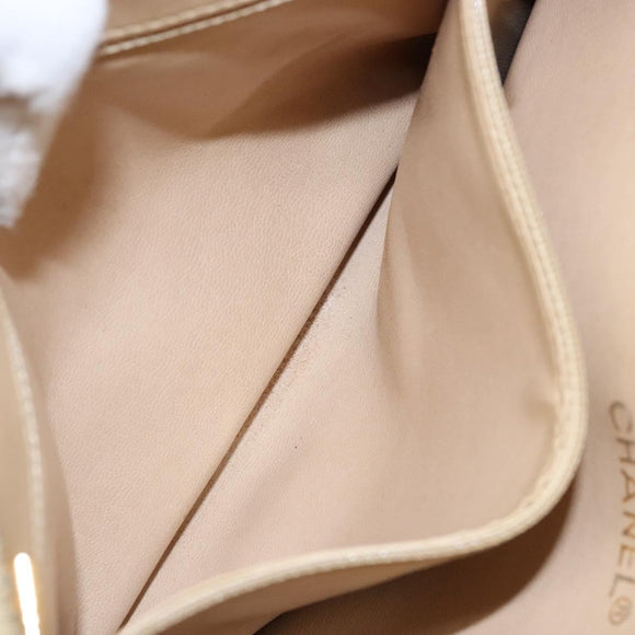 CHANEL Matelasse Chain Shoulder Bag Lamb Skin Beige Gold CC Auth bs28703