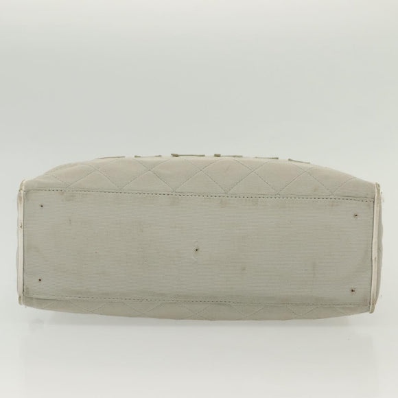 CHANEL Matelasse Sports Hand Bag Canvas Gray Silver CC Auth bs28704