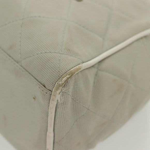 CHANEL Matelasse Sports Hand Bag Canvas Gray Silver CC Auth bs28704