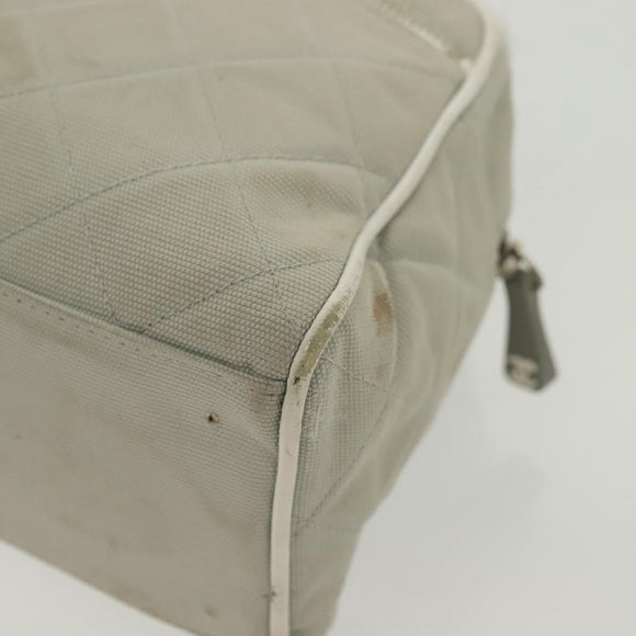 CHANEL Matelasse Sports Hand Bag Canvas Gray Silver CC Auth bs28704