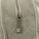 CHANEL Matelasse Sports Hand Bag Canvas Gray Silver CC Auth bs28704-16