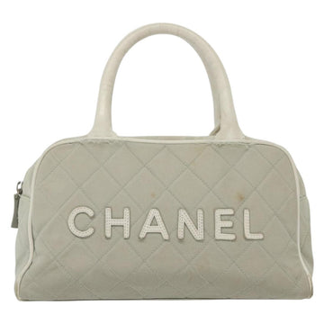 CHANEL Matelasse Sports Hand Bag Canvas Gray Silver CC Auth bs28704 - 0