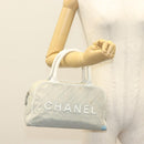 CHANEL Matelasse Sports Hand Bag Canvas Gray Silver CC Auth bs28704-24