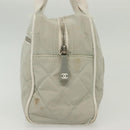 CHANEL Matelasse Sports Hand Bag Canvas Gray Silver CC Auth bs28704-5