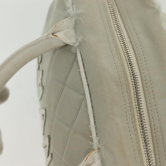 CHANEL Matelasse Sports Hand Bag Canvas Gray Silver CC Auth bs28704