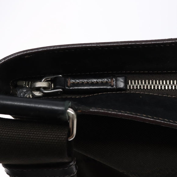 PRADA Shoulder Bag Canvas Leather Brown Silver Auth bs28705