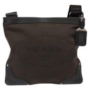 PRADA Shoulder Bag Canvas Leather Brown Silver Auth bs28705-13