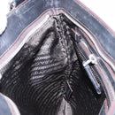 PRADA Shoulder Bag Canvas Leather Brown Silver Auth bs28705-21