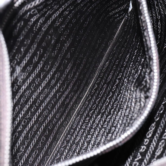 PRADA Shoulder Bag Canvas Leather Brown Silver Auth bs28705