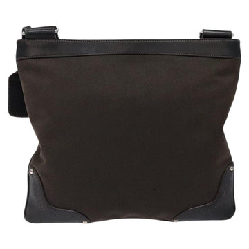 PRADA Shoulder Bag Canvas Leather Brown Silver Auth bs28705 - 0
