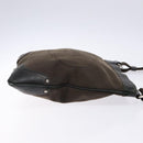 PRADA Shoulder Bag Canvas Leather Brown Silver Auth bs28705-3