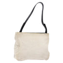 PRADA Shoulder Bag Canvas Leather Silver White Auth bs28706-1