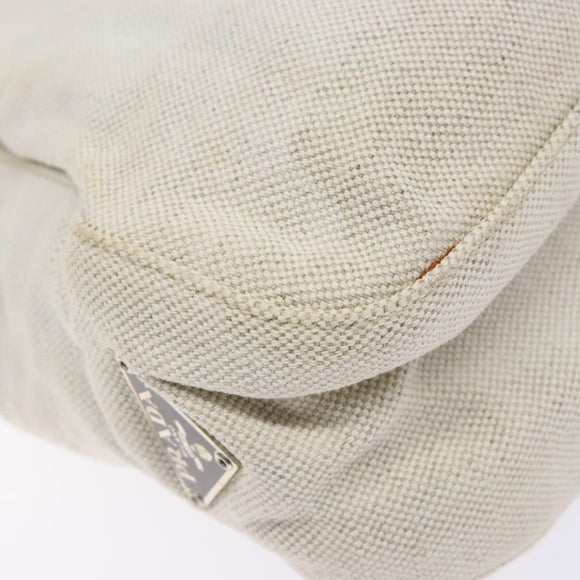 PRADA Shoulder Bag Canvas Leather Silver White Auth bs28706