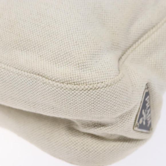 PRADA Shoulder Bag Canvas Leather Silver White Auth bs28706