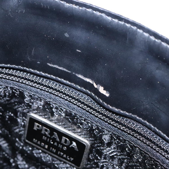 PRADA Shoulder Bag Canvas Leather Silver White Auth bs28706